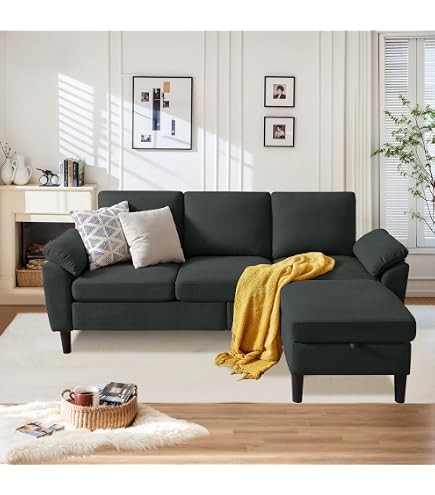 Black Sofa Set Fabric for Room, Couches and Living Area | Sturdy